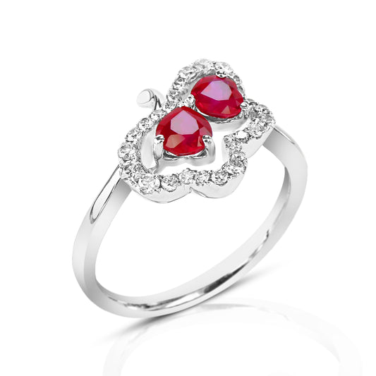 Amoure 18K White Gold Ruby & Diamond Ring