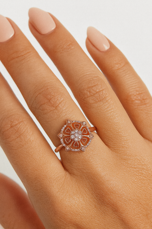 Anastasia Diamond Adorned Ring in 18K Rose Gold