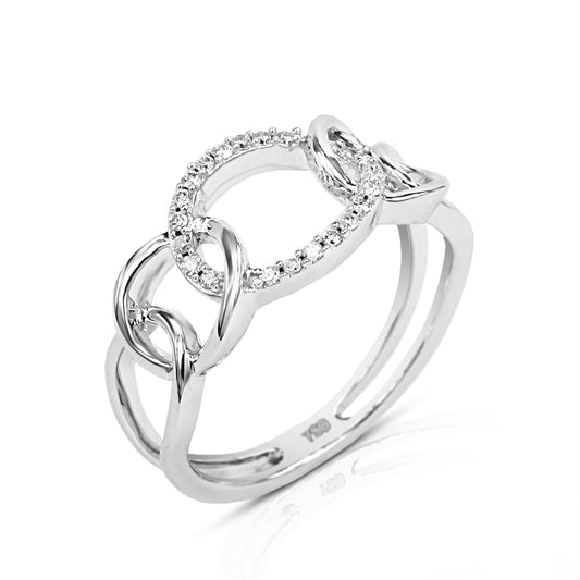 Angelica Link Design 18K White Gold Diamond Encrusted Ring
