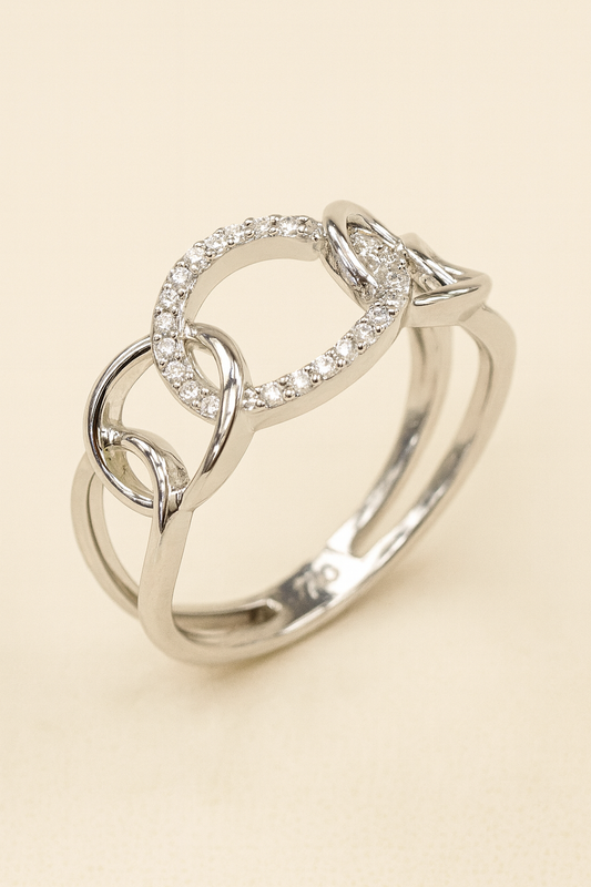 Angelica Link Design 18K White Gold Diamond Encrusted Ring