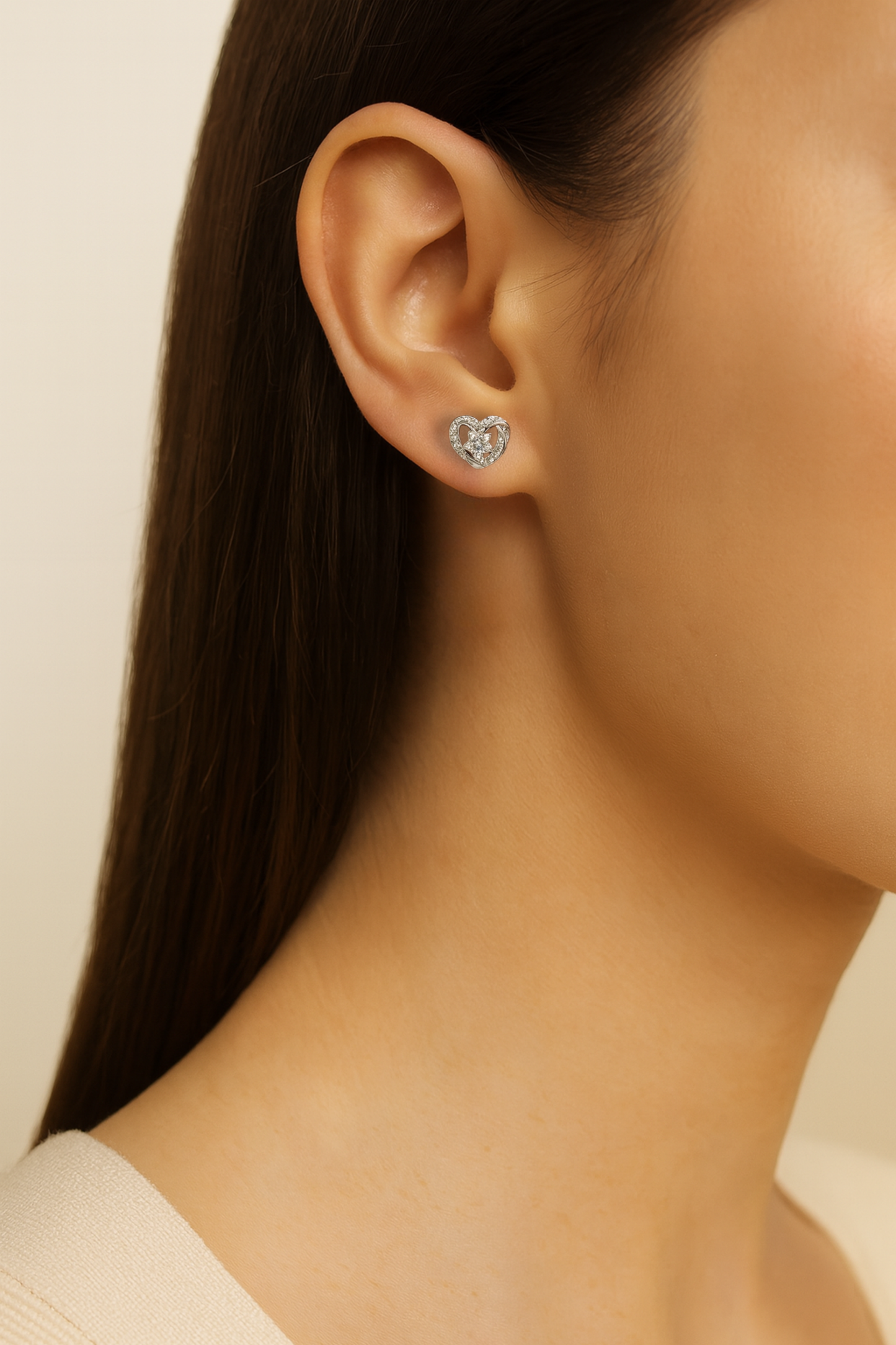 Aria Diamond Heart Ribbon Studs