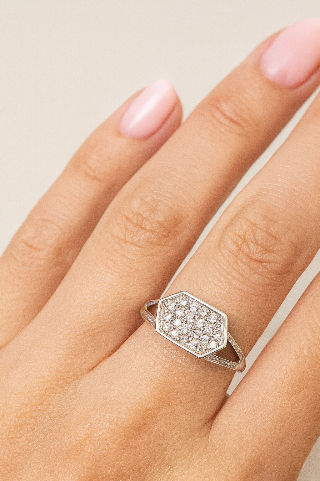 Astrid Hexagon Pavé Diamond Ring