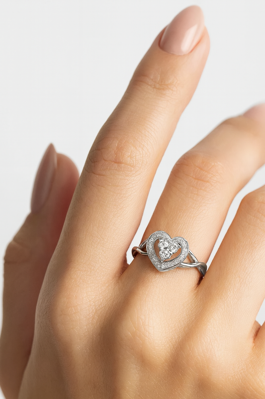 Augusta Heart- Shaped 18K White Gold Diamond Ring