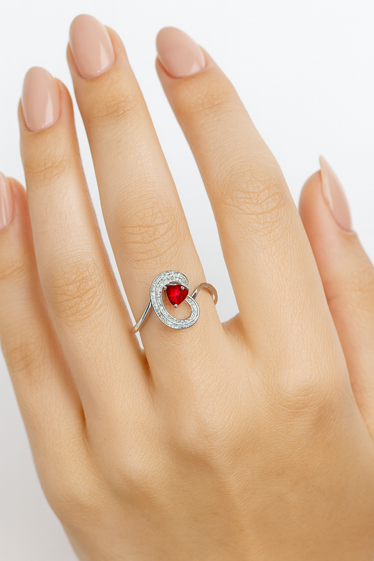 Bianca 18K Romantic White Gold Ruby & Diamond Ring