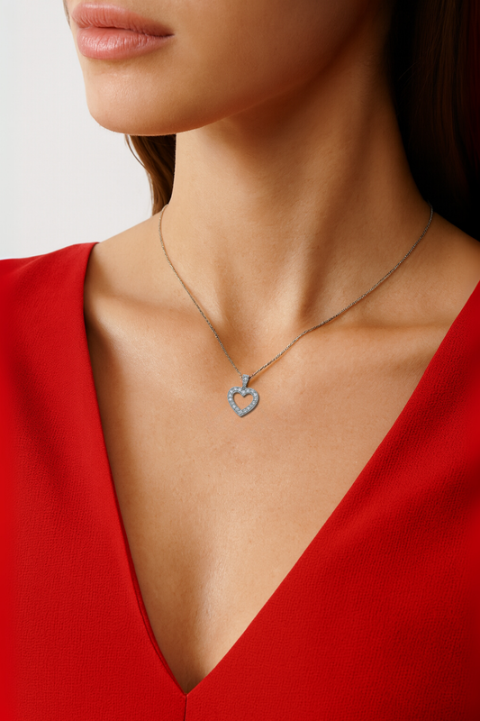 Camila Diamond Heart Pendant in 18K White Gold