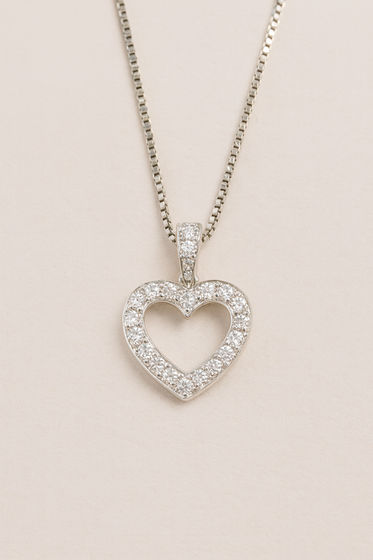 Camila Diamond Heart Pendant in 18K White Gold