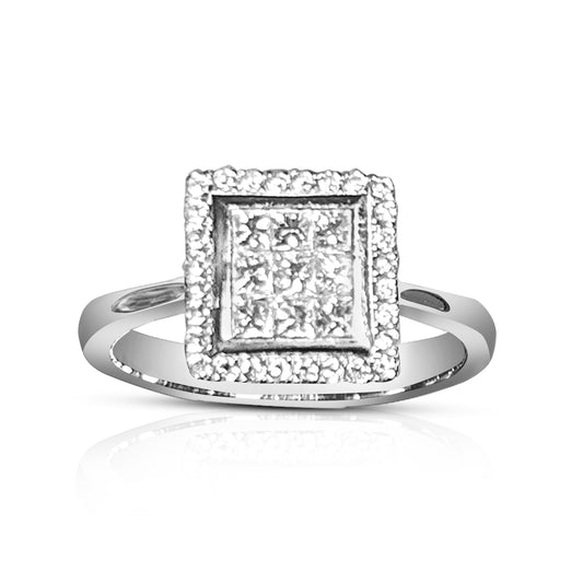 Catriona Diamond Flower Ring in 18K White Gold