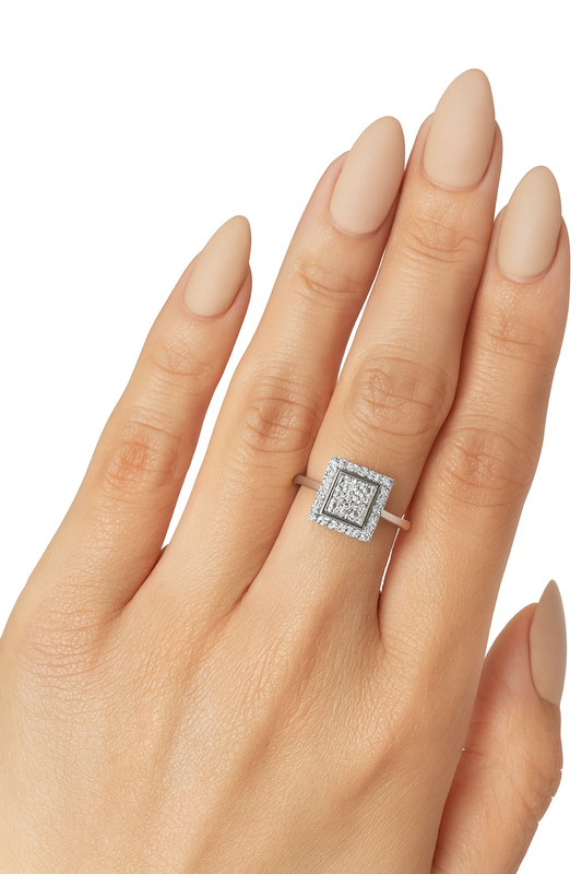 Catriona Diamond Flower Ring in 18K White Gold