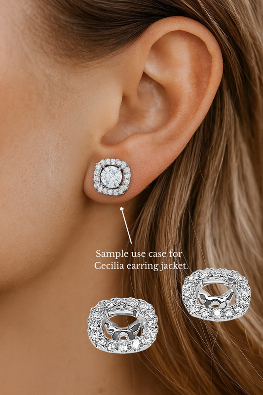 Cecilia Diamond Encrusted Earring Jackets (Halo Style)