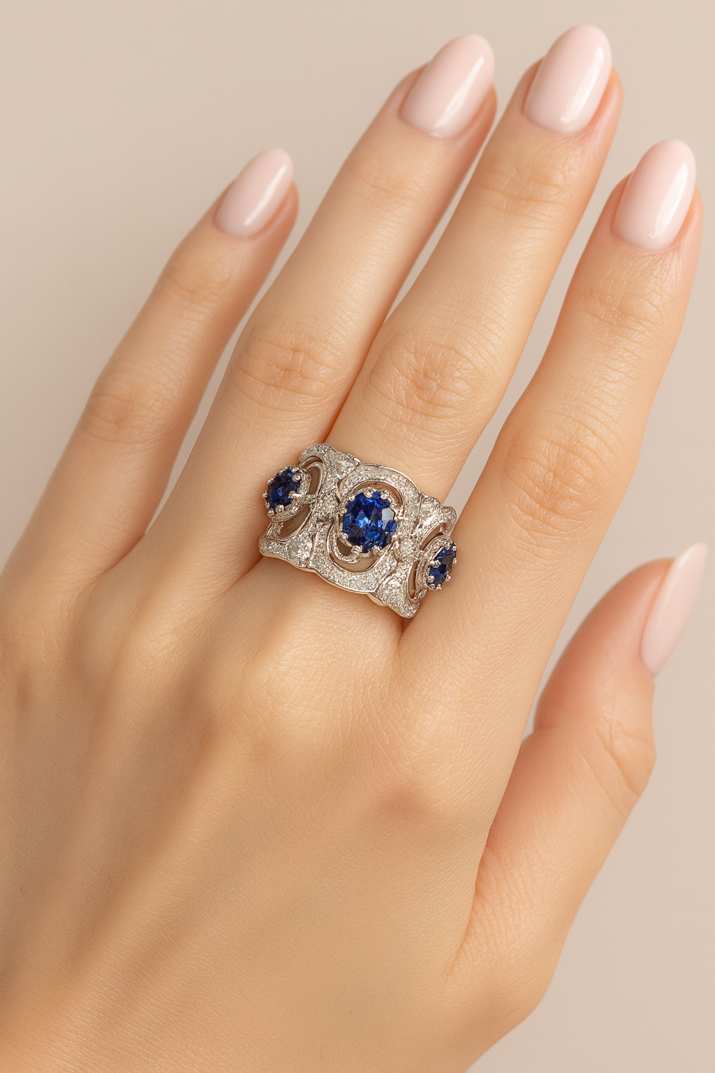 Cerise Sapphire Quadrille Statement Ring