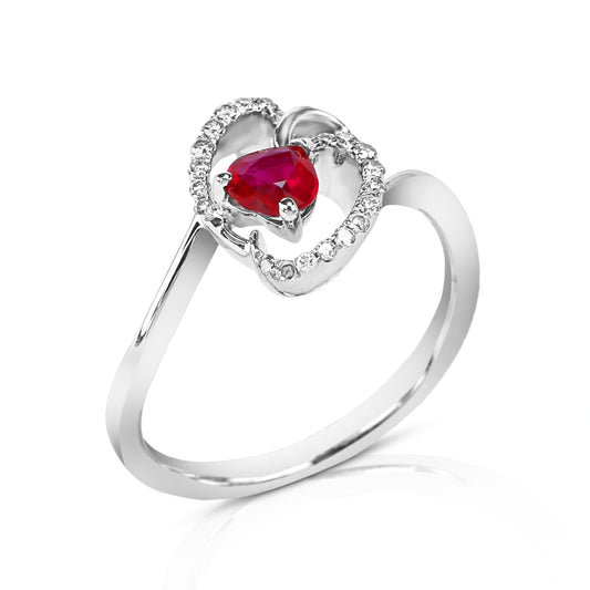 Clara 18K White Gold Ruby & Diamond Ring