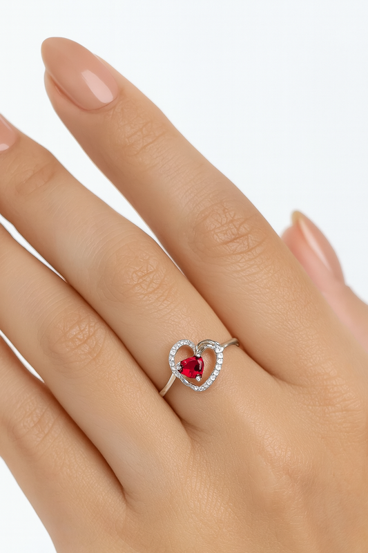 Clara 18K White Gold Ruby & Diamond Ring