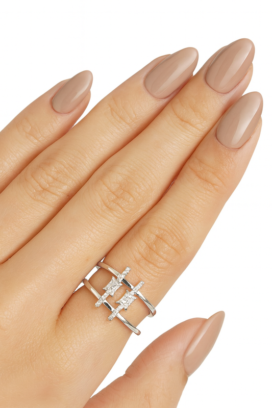 Clarimond Dual- Band 18K White Gold Diamond Ring