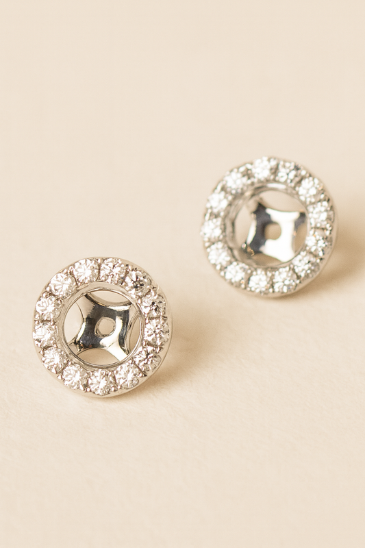 Clarisse Diamond Encrusted 18K White Gold Earring Jackets (Halo Style)