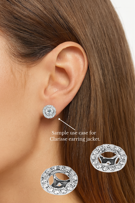 Clarisse Diamond Encrusted 18K White Gold Earring Jackets (Halo Style)