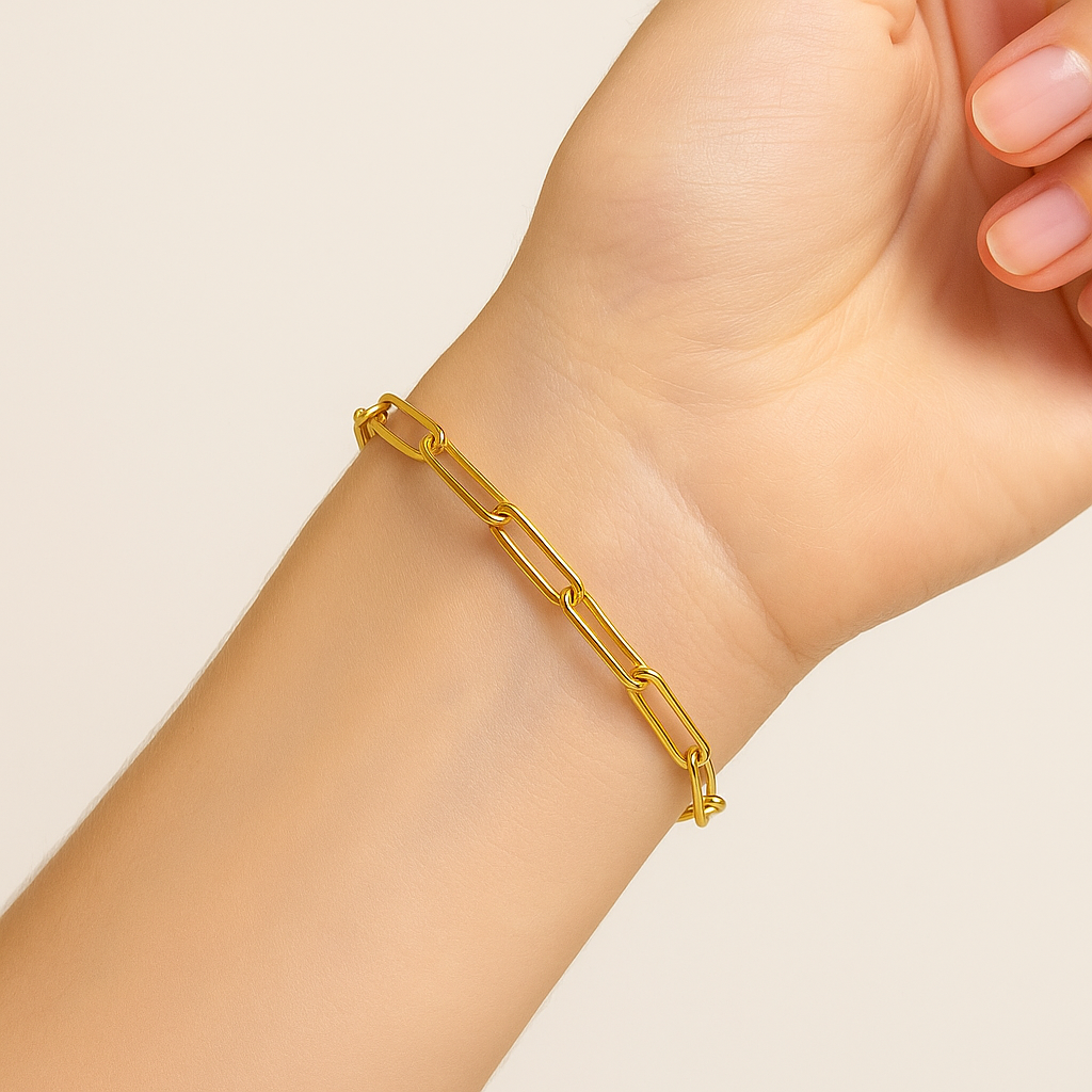 Classic Paperclip Gold Bracelet