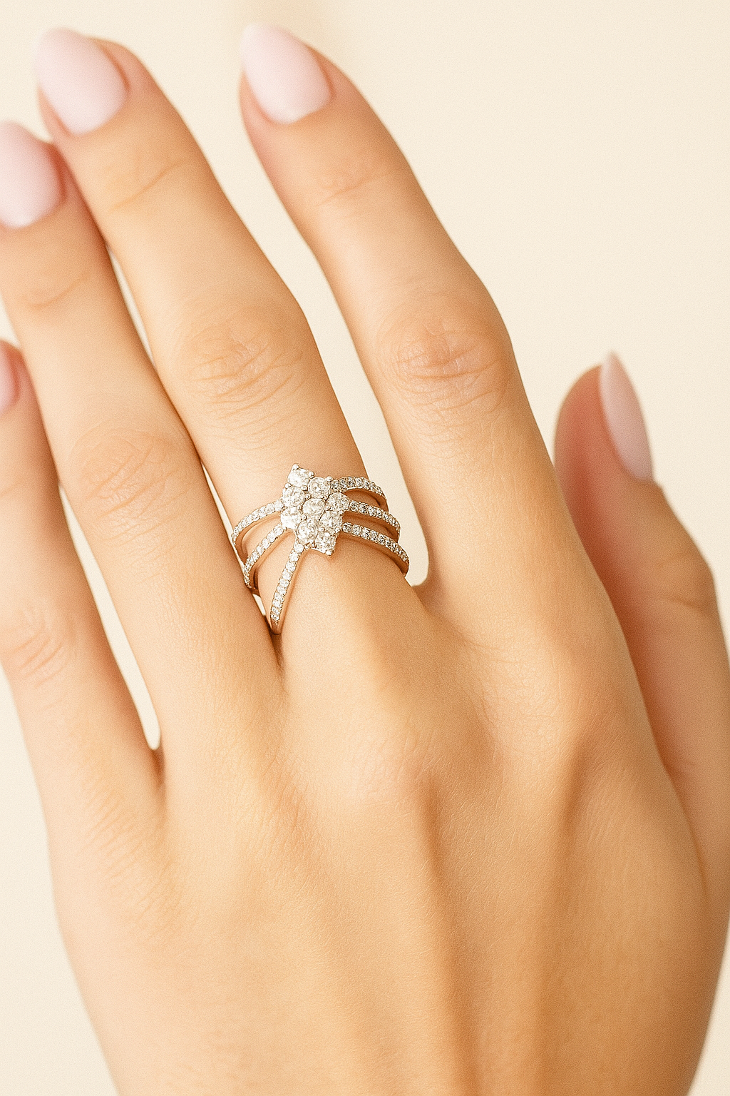 Cosette Radiant Diamond Crossover Ring