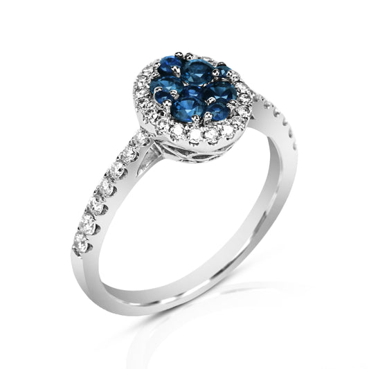 Diana 18K White Gold Sapphire and Diamond Ring