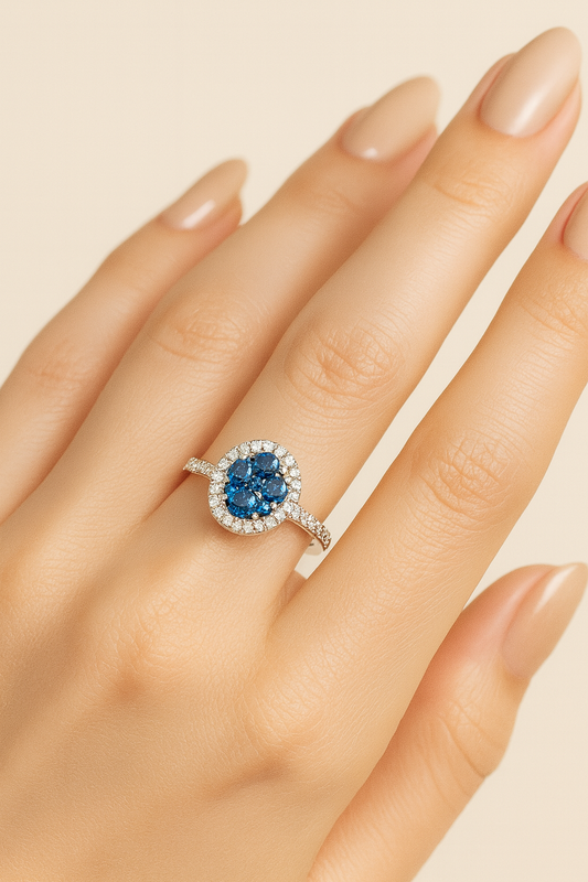 Diana 18K White Gold Sapphire and Diamond Ring