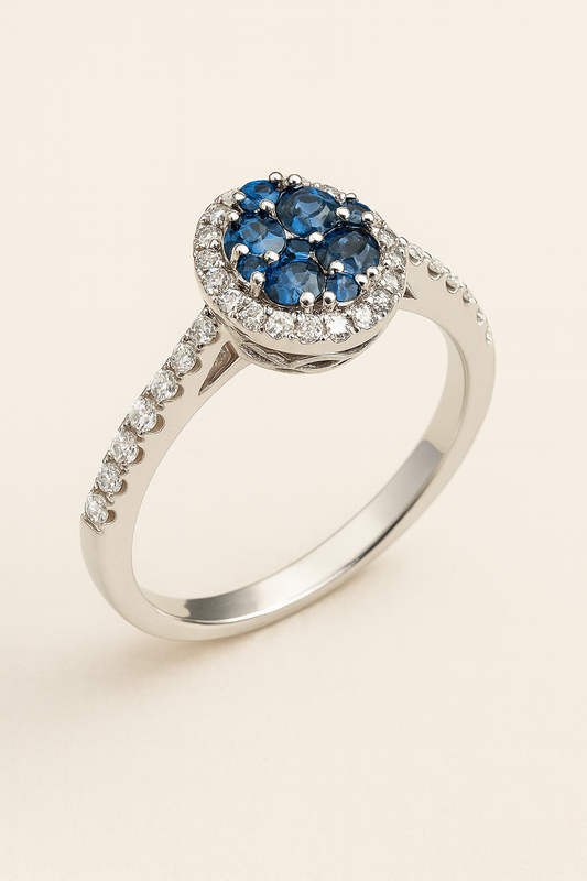 Diana 18K White Gold Sapphire and Diamond Ring