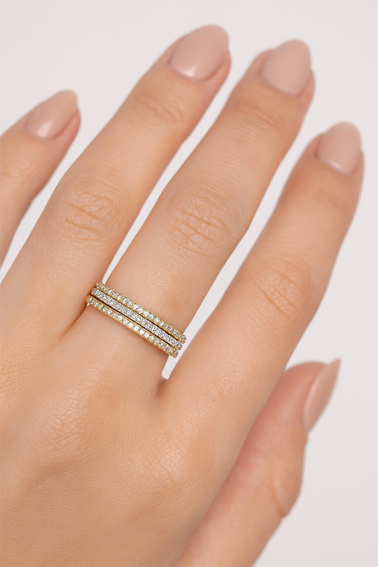Divina Diamond Paved 3-Piece Gold Ring