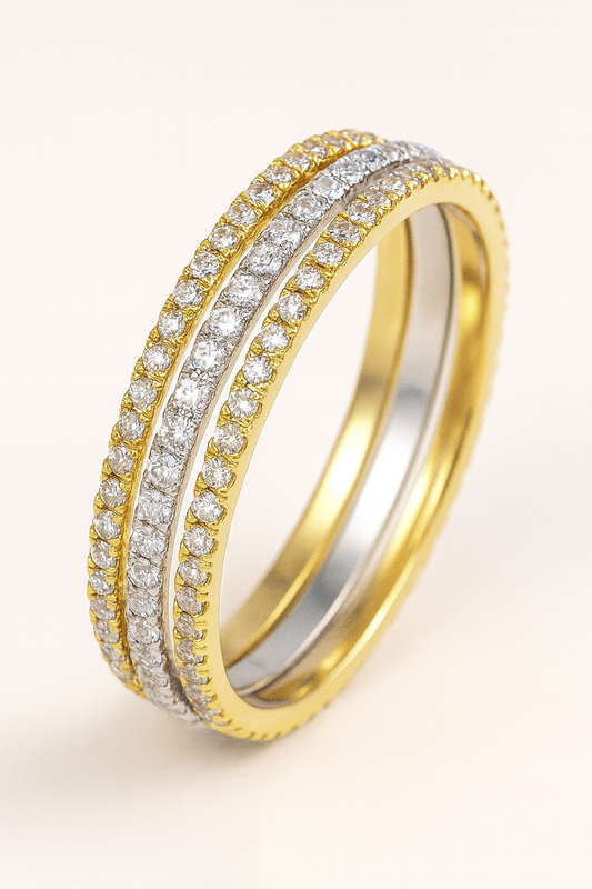 Divina Diamond Paved 3-Piece Gold Ring