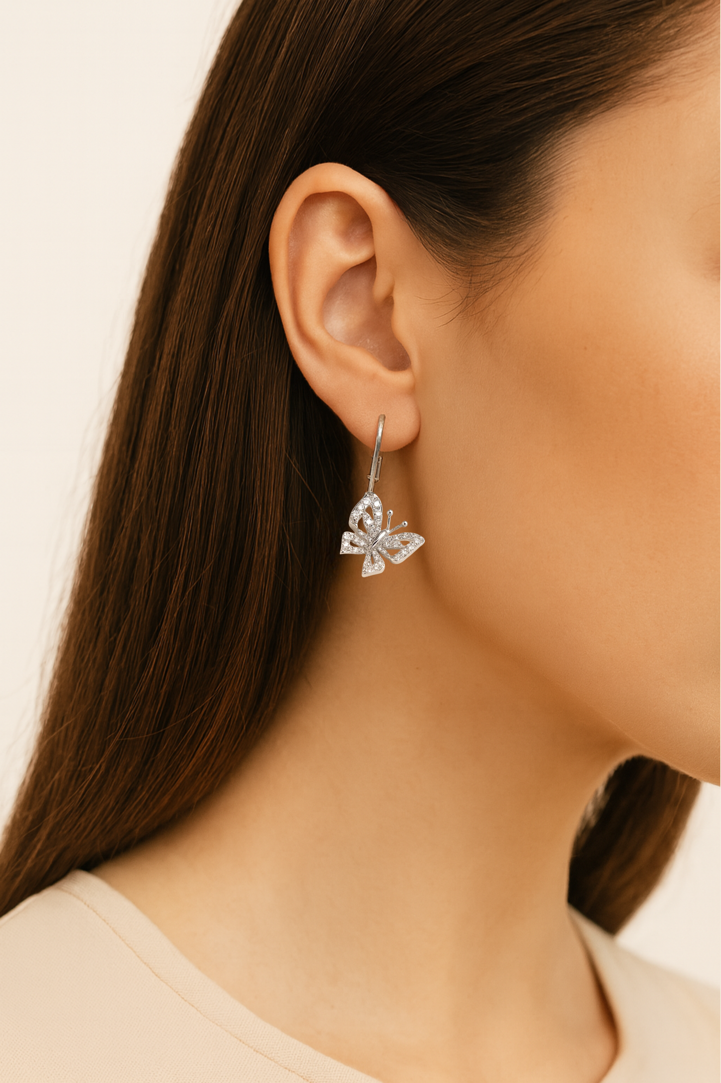 Edith Diamond Butterfly Drop Earrings