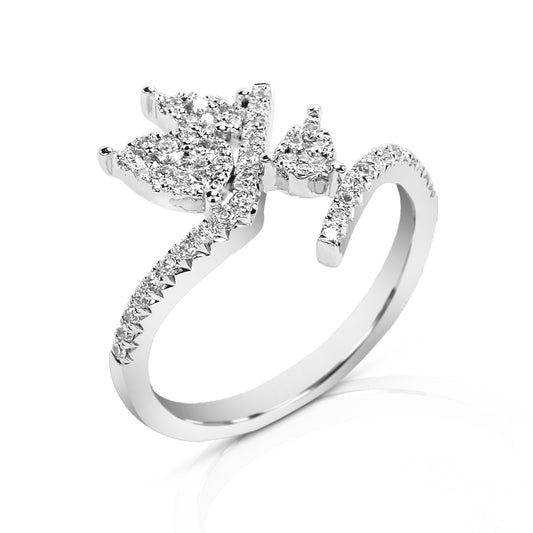 Elara Flora Inspired 18K White Gold Diamond Encrusted Ring