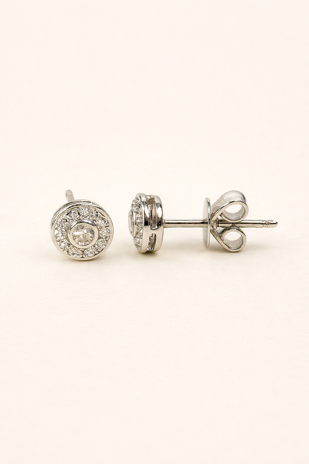 Emilia Diamond Encrusted 18K White Gold Stud Earrings