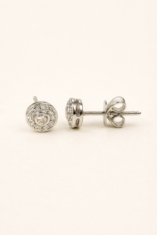 Emilia Diamond Encrusted 18K White Gold Stud Earrings