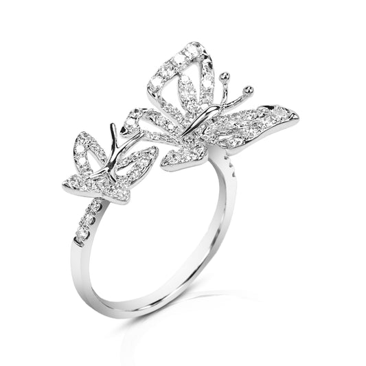 Esme 18K White Gold Diamond Butterfly Ring