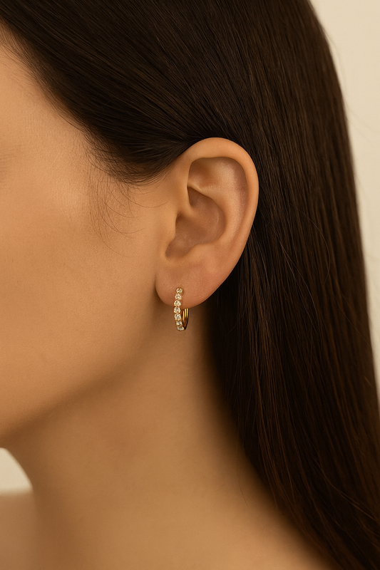 Estelle Diamond Paved 18K Pure Gold Earrings