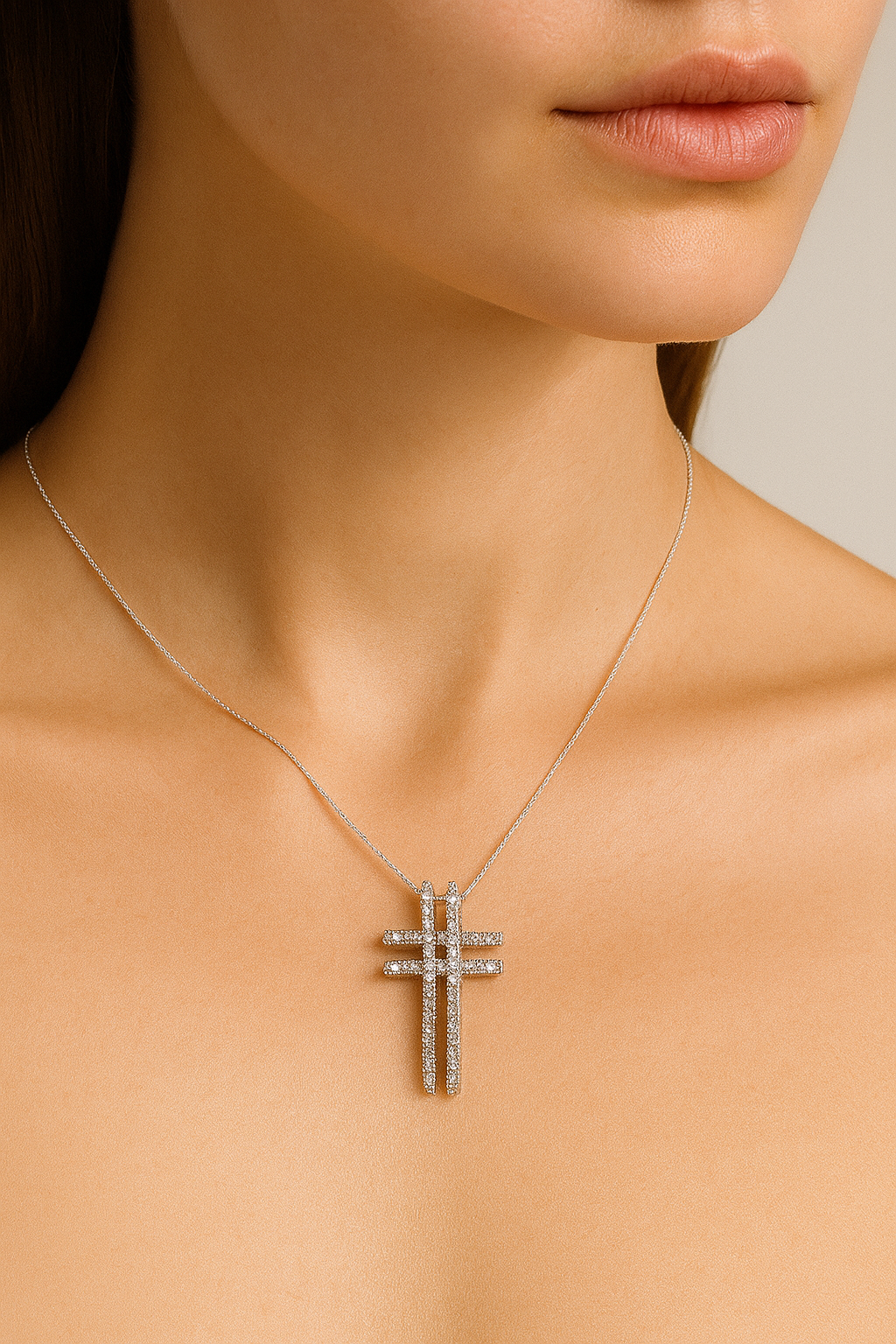 Esther Woven Grace Diamond Cross Pendant