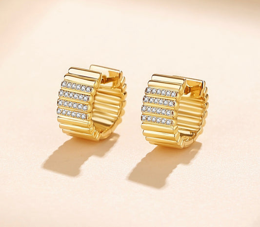 Venetia Diamond Adorned 14K Gold Huggie Earrings