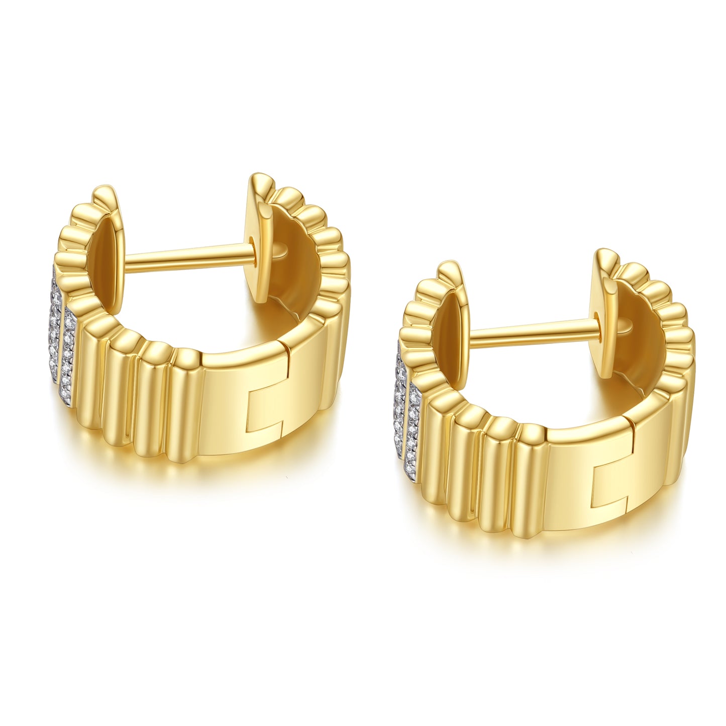 Venetia Diamond Adorned 14K Gold Huggie Earrings