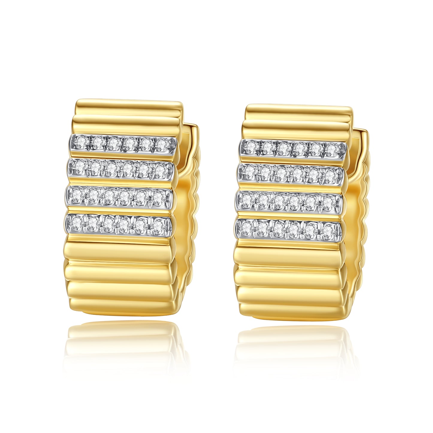 Venetia Diamond Adorned 14K Gold Huggie Earrings