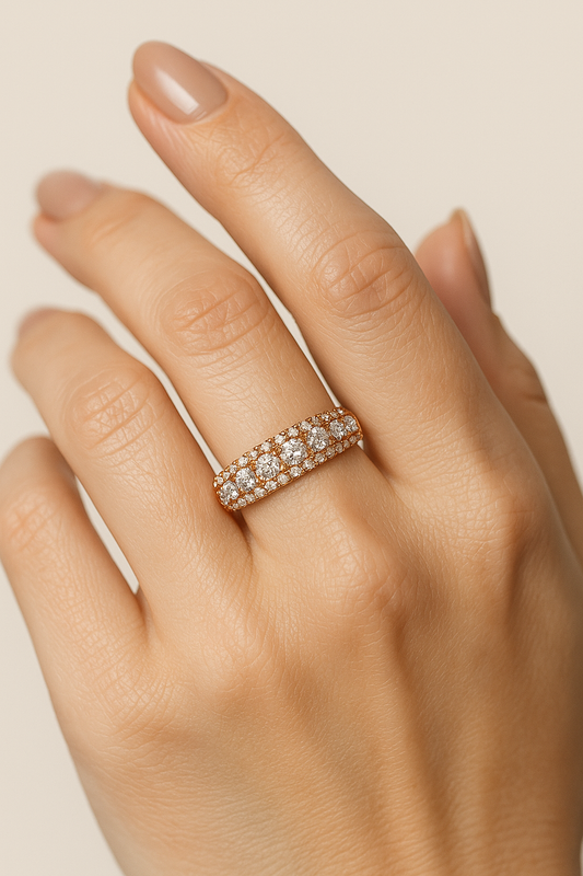 Felicity 18K Diamond Encrusted Rose Gold Ring