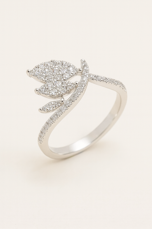 Florence Elegant 18K White Gold Diamond Encrusted
