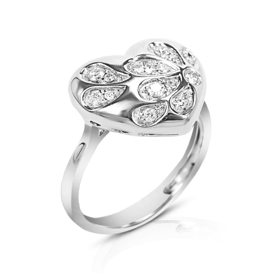 Georgina Heart-Shaped 18K White Gold Diamond Encrusted Ring