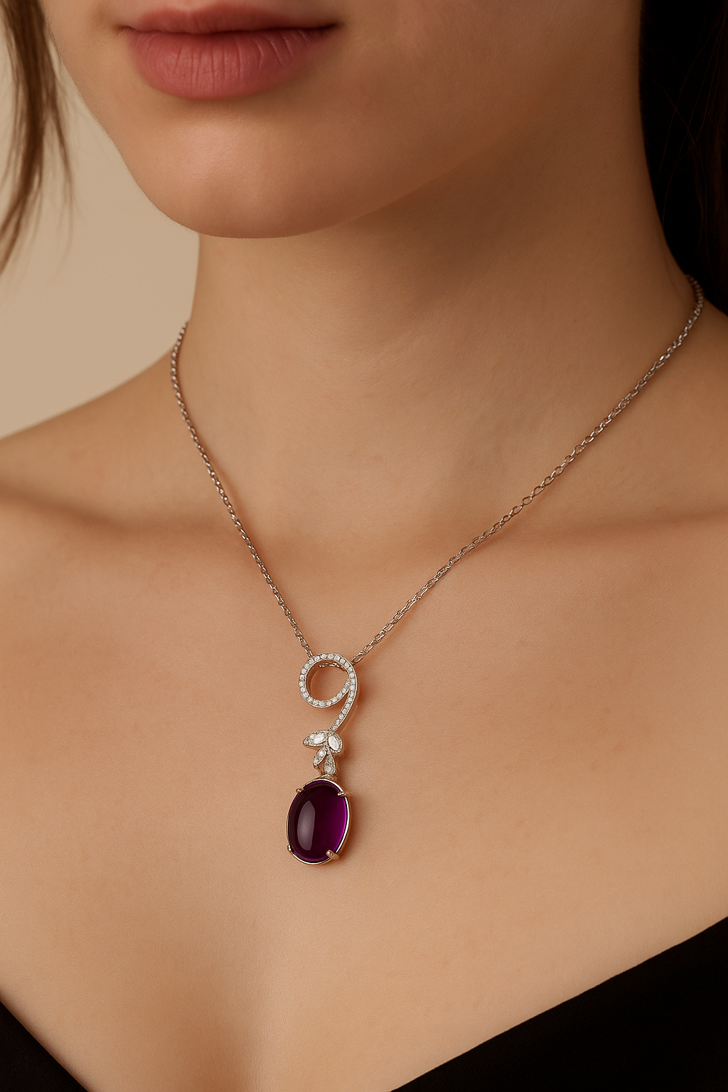 Hallie Cabochon Diamond Necklace