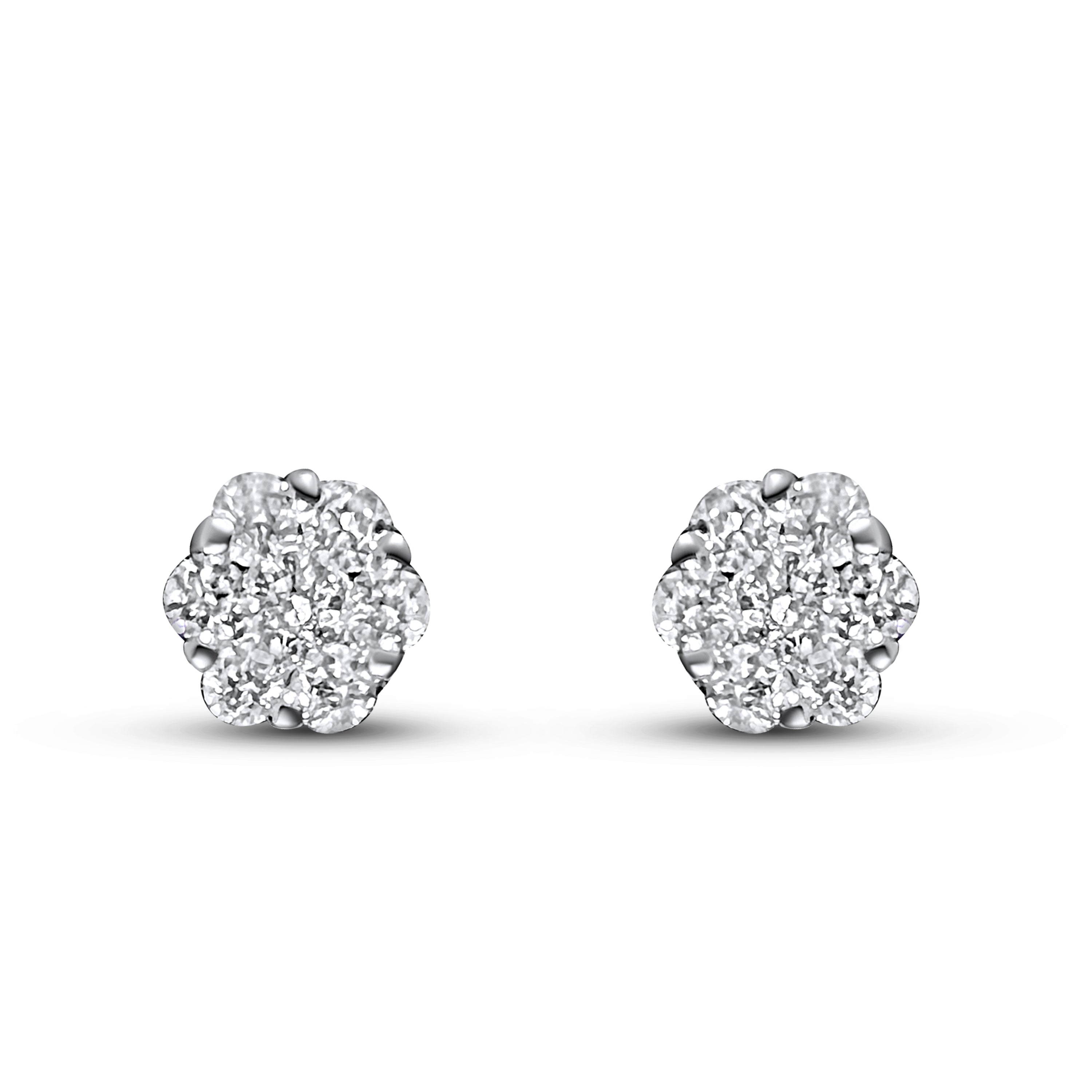 18K White Gold Diamond Stud Earring