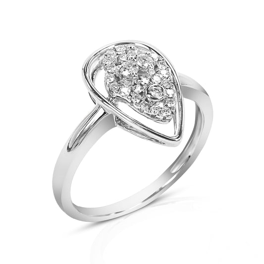 Isolde Tear Drop 18K White Gold Diamond Ring