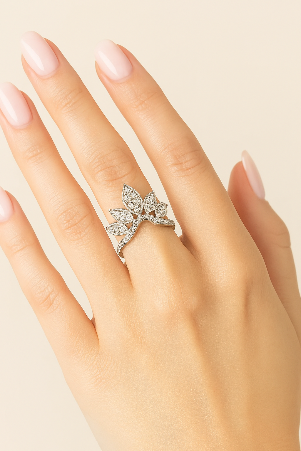 Jasmine Diamond Petal Crown Ring