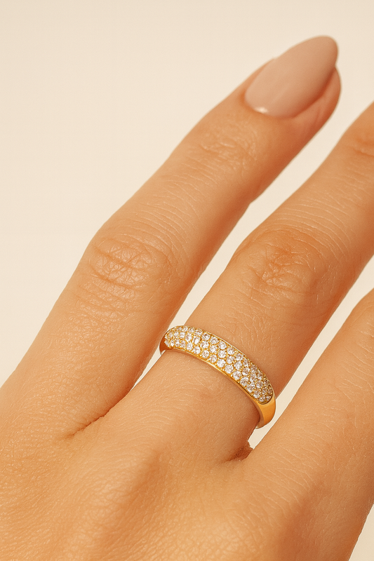 Juliet Diamond Encrusted 18K Pure Gold Ring