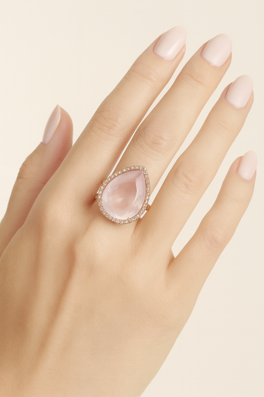 Lana Rose Quartz Halo Ring