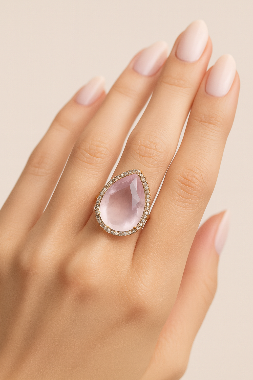 Lana Rose Quartz Halo Ring