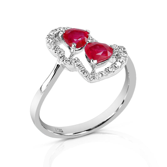 Leonora 18K White Gold Ruby & Diamond Ring