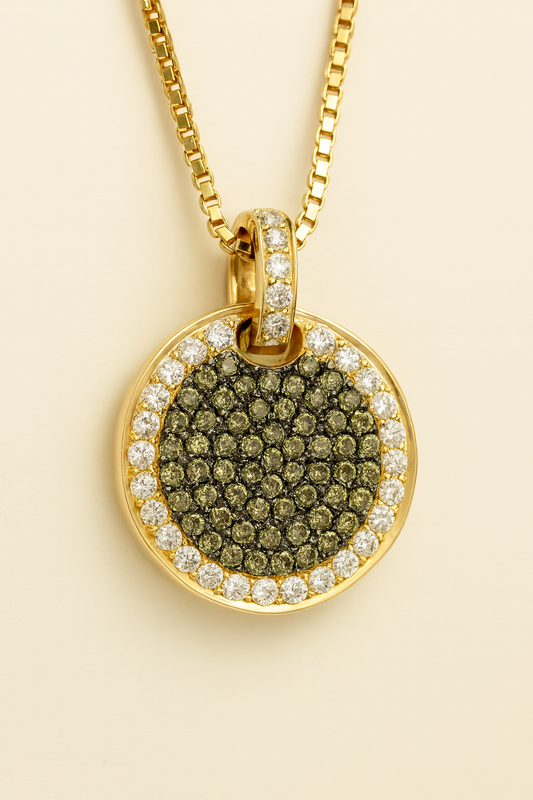 Lucille White and Brown Diamond Encrusted Pendant in 18K Rose Gold