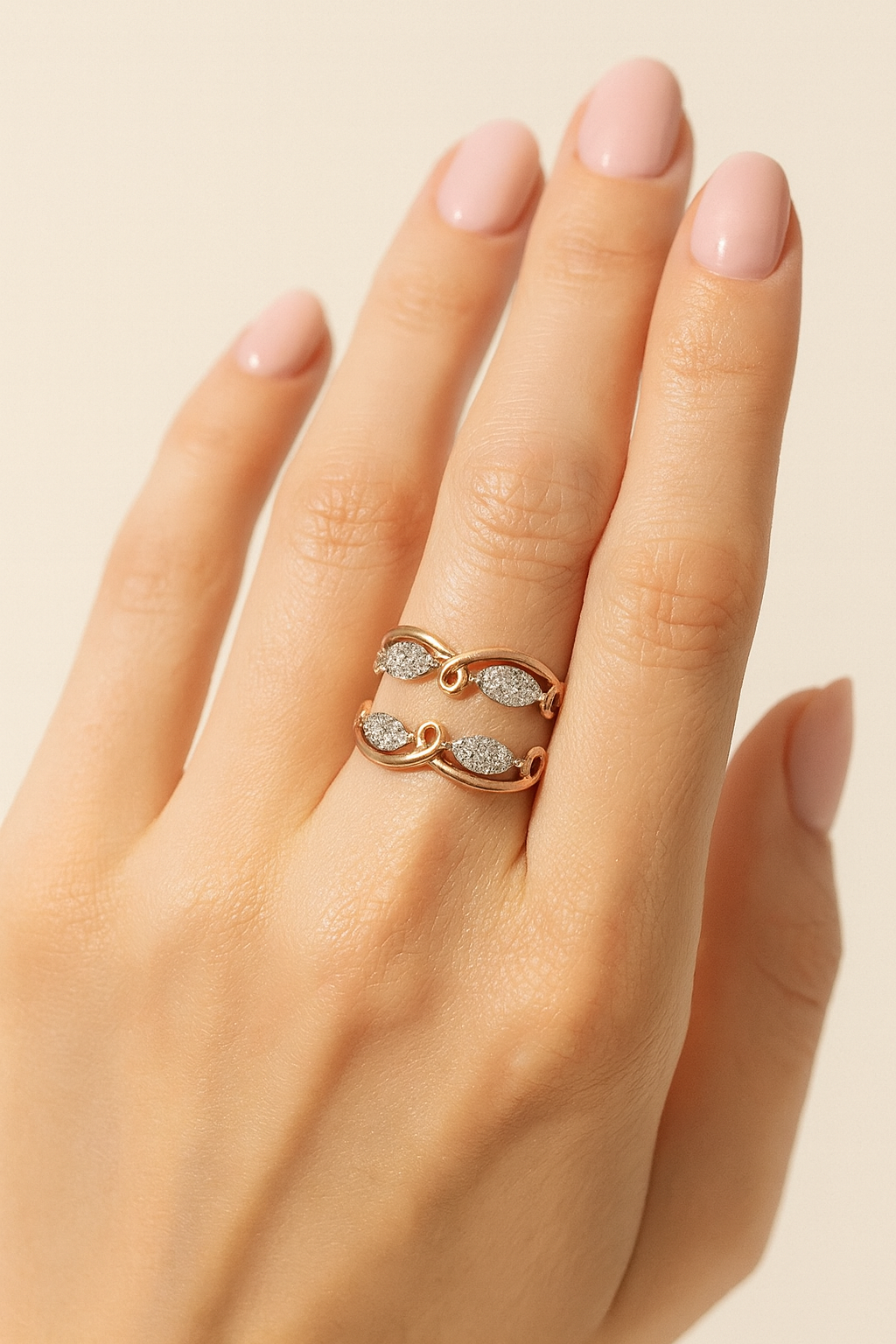Lydia Rose Vine Diamond Leaf Ring