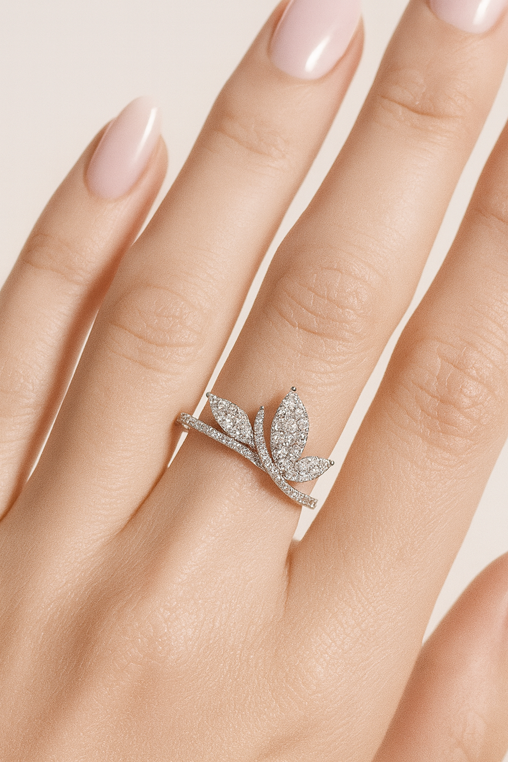 Lyra Diamond Petal Crown Ring